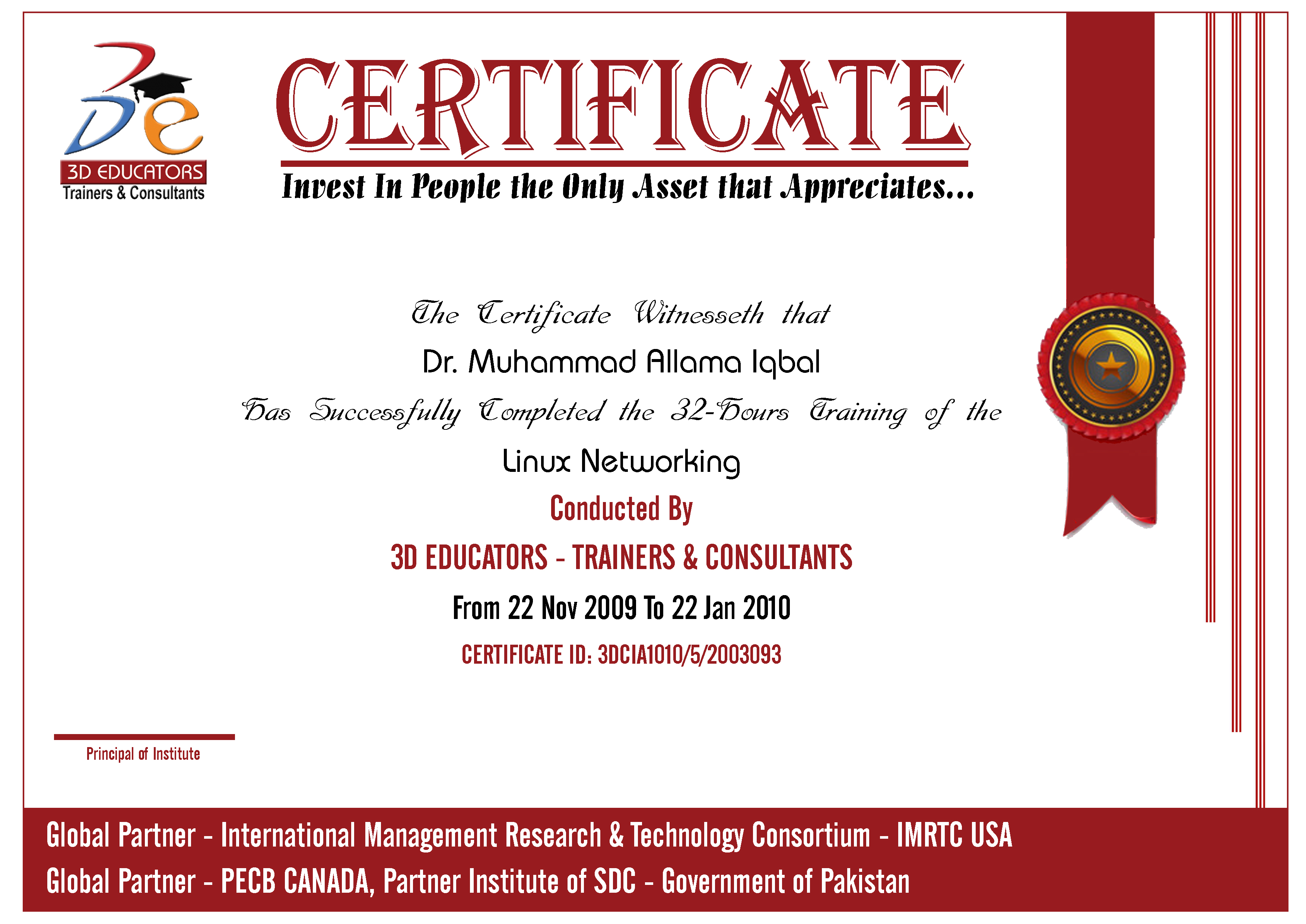 Red Hat Linux Training Sample CertificateRed Hat Linux Training Sample Certificate